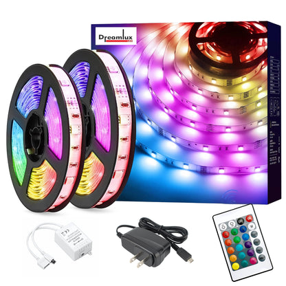 Dreamlux 5V RGB LED Strip Light 2835, 3 Meter with Remote Controller, Room Decoration, Mini Controller for TV, PC, Laptop Bias Lighting, Multi-Color Changing LED Lights for Room