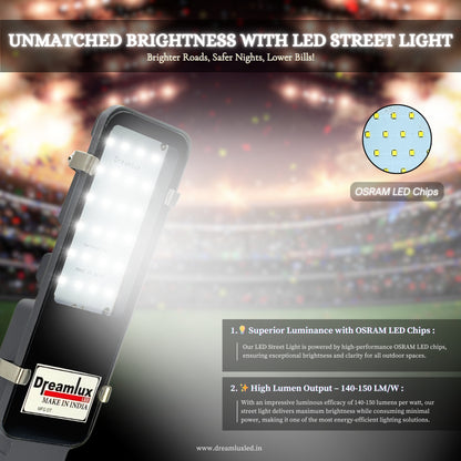 Dreamlux 24 Watt LED Street Light | Street Lights Outdoor Waterproof | BIS Certified | Upto 85% Energy Saving | Aluminium Body | Road Light- Cool White