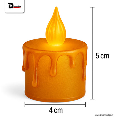 Dreamlux LED Tea Light Candles | Flameless & Smokeless Diya | Decorative Acrylic Tealight Candle for Home, Room, Table, Pooja Room & Festival Décor (Yellow)