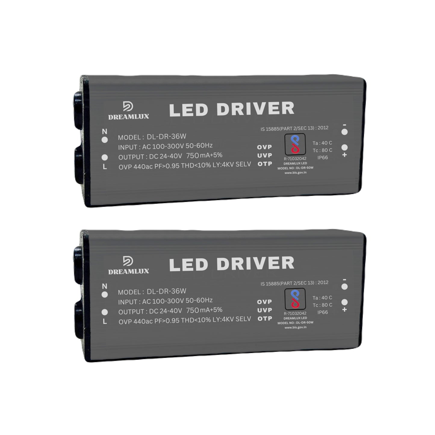 Dreamlux 36watt 750mA IP66 Led Driver With 4Kv Surge,OVP,UVP,OTP Protection for Street/Flood Light Repairing | BIS Approved | IP66 Waterproof - (Color : Black)