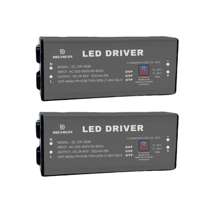 Dreamlux 36watt 750mA IP66 Led Driver With 4Kv Surge,OVP,UVP,OTP Protection for Street/Flood Light Repairing | BIS Approved | IP66 Waterproof - (Color : Black)