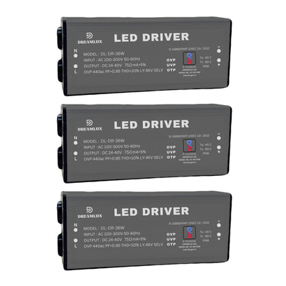 Dreamlux 36watt 750mA IP66 Led Driver With 4Kv Surge,OVP,UVP,OTP Protection for Street/Flood Light Repairing | BIS Approved | IP66 Waterproof - (Color : Black)