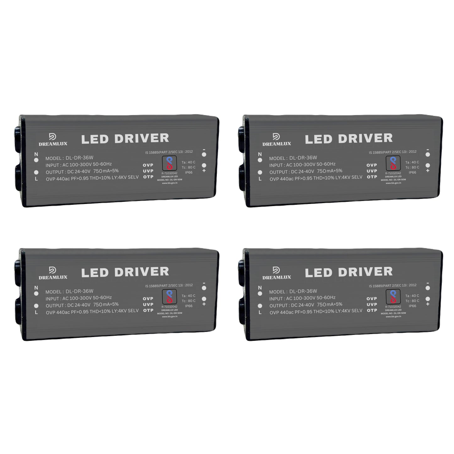Dreamlux 36watt 750mA IP66 Led Driver With 4Kv Surge,OVP,UVP,OTP Protection for Street/Flood Light Repairing | BIS Approved | IP66 Waterproof - (Color : Black)