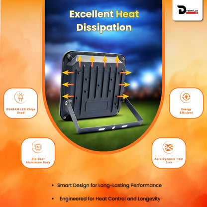 Dreamlux 60 Watt Light Down Chock | Outdoor Flood Lights IP66 Waterproof | Flood Light | Focus Lights | Ultra Bright | Aluminium Body | 85% Energy Saving,Durability (60W Orange Color)