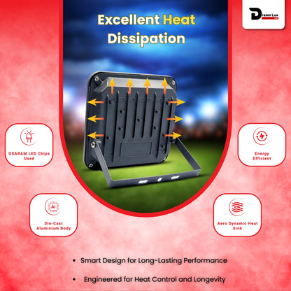 Dreamlux 60 Watt Light Down Chock | Outdoor Flood Lights IP66 Waterproof | Flood Light | Focus Lights | Ultra Bright | Aluminium Body | 85% Energy Saving,Durability (60W RED Color)