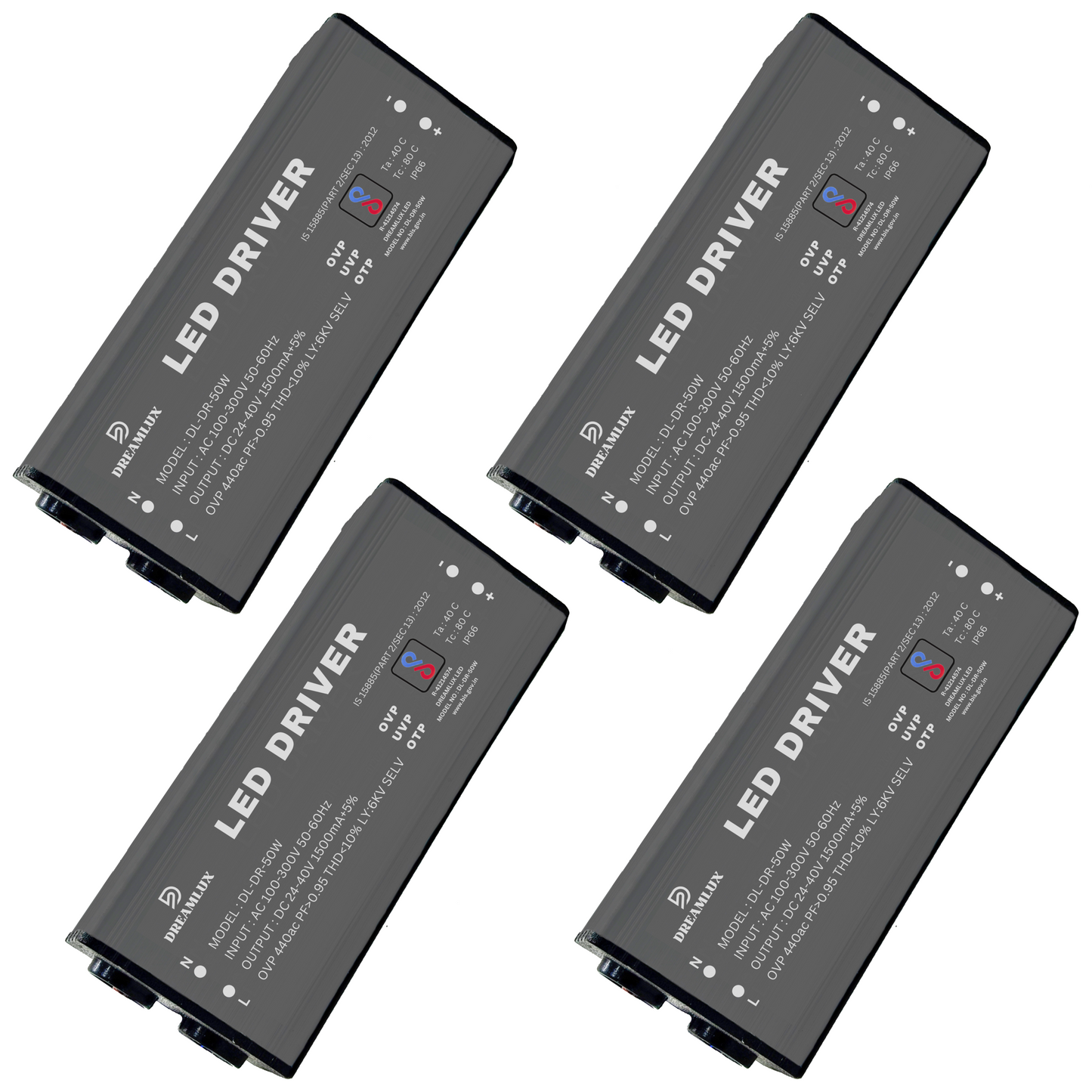 Dreamlux 50watt 1500mA IP65 Led Driver With 6Kv Surge,OVP,UVP,OTP Protection for Street/Flood Light Repairing | BIS Approved | IP65 Waterproof - (Color : Black)