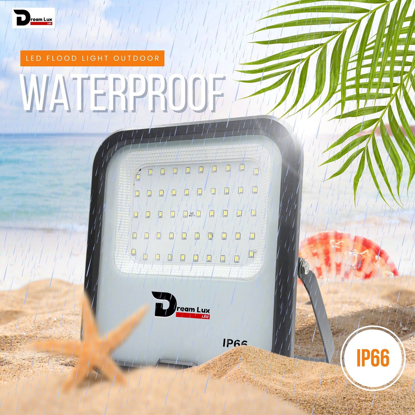 Dreamlux 50W LED Flood Light with Dusk to Dawn Sensor | Cool White 6500K | Automatic Day-Night On/Off | IP66 Waterproof, 6Kv Surge Protection Focus Light for Garden & Shop (50W, LDR Sensor)
