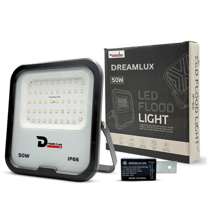 Dreamlux 50W LED Flood Light with Dusk to Dawn Sensor | Cool White 6500K | Automatic Day-Night On/Off | IP66 Waterproof, 6Kv Surge Protection Focus Light for Garden & Shop (50W, LDR Sensor)