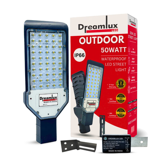 Dreamlux 50W Dusk to Dawn Auto Day/Night ON/Off LDR Sensor LENS Street Light, IP-66 Outdoor Light (Cool White, Aluminum)