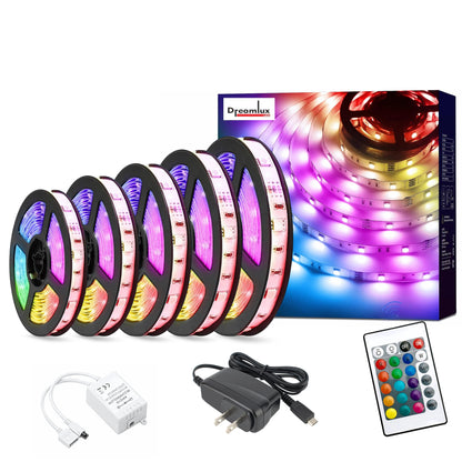 Dreamlux 5V RGB LED Strip Light 2835, 3 Meter with Remote Controller, Room Decoration, Mini Controller for TV, PC, Laptop Bias Lighting, Multi-Color Changing LED Lights for Room