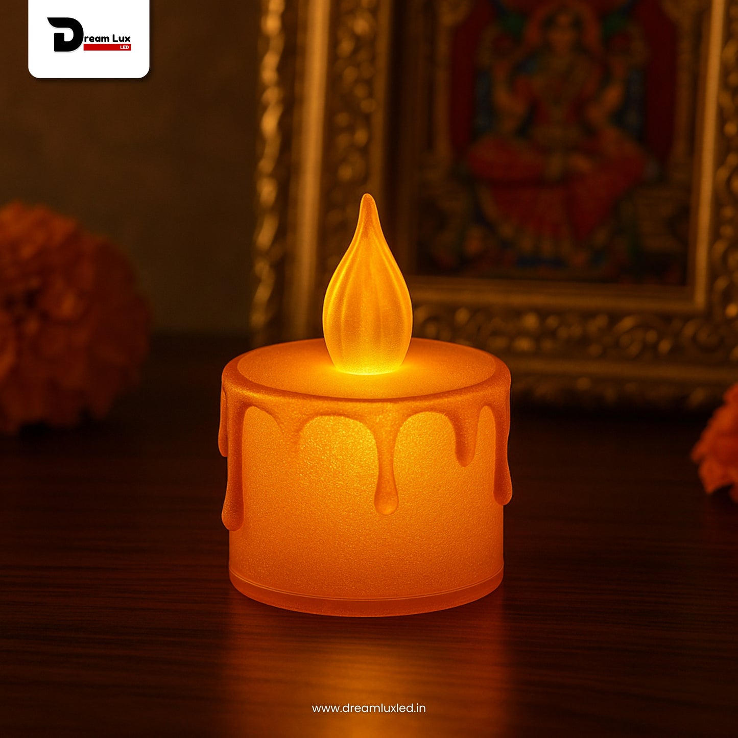 Dreamlux LED Tea Light Candles | Flameless & Smokeless Diya | Decorative Acrylic Tealight Candle for Home, Room, Table, Pooja Room & Festival Décor (Yellow)