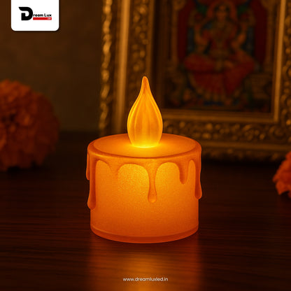 Dreamlux LED Tea Light Candles | Flameless & Smokeless Diya | Decorative Acrylic Tealight Candle for Home, Room, Table, Pooja Room & Festival Décor (Yellow)
