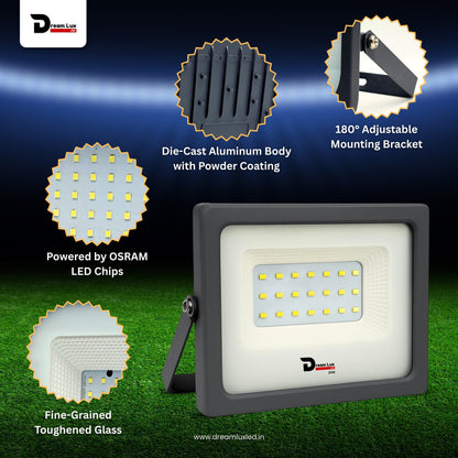 Dreamlux 20W LED Flood Light | IP66 Waterproof Indoor & Outdoor Focus Light for Decoration, Energy-Efficient Halogen Light, Lighting Fixtures for Wall & Home, Color : Green