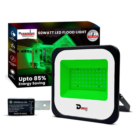 Dreamlux 60W Dusk to Dawn LED Waterproof Flood Light with Auto On/Off Day Night Sensor | BIS Approved | Aluminium Body, Color - Green