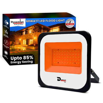 Dreamlux 60 Watt Light Down Chock | Outdoor Flood Lights IP66 Waterproof | Flood Light | Focus Lights | Ultra Bright | Aluminium Body | 85% Energy Saving,Durability (60W Orange Color)