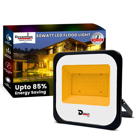 Dreamlux 60 Watt Light Down Chock | Outdoor Flood Lights IP66 Waterproof | Flood Light | Focus Lights | Ultra Bright | Aluminium Body | 85% Energy Saving,Durability (60W Warm White Color)