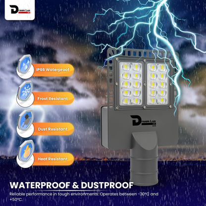 Dreamlux 100W LED Street Light with Back Cover LENS Technology | 5050 OSRAM LEDs | Wall Mount Clamp | IP66 Waterproof | 6kV Surge, UVP, OVP, LVP, SCP Protection | 190–200 LM/W | BIS/ISO Certified | 2 Year Warranty, Color : Cool White
