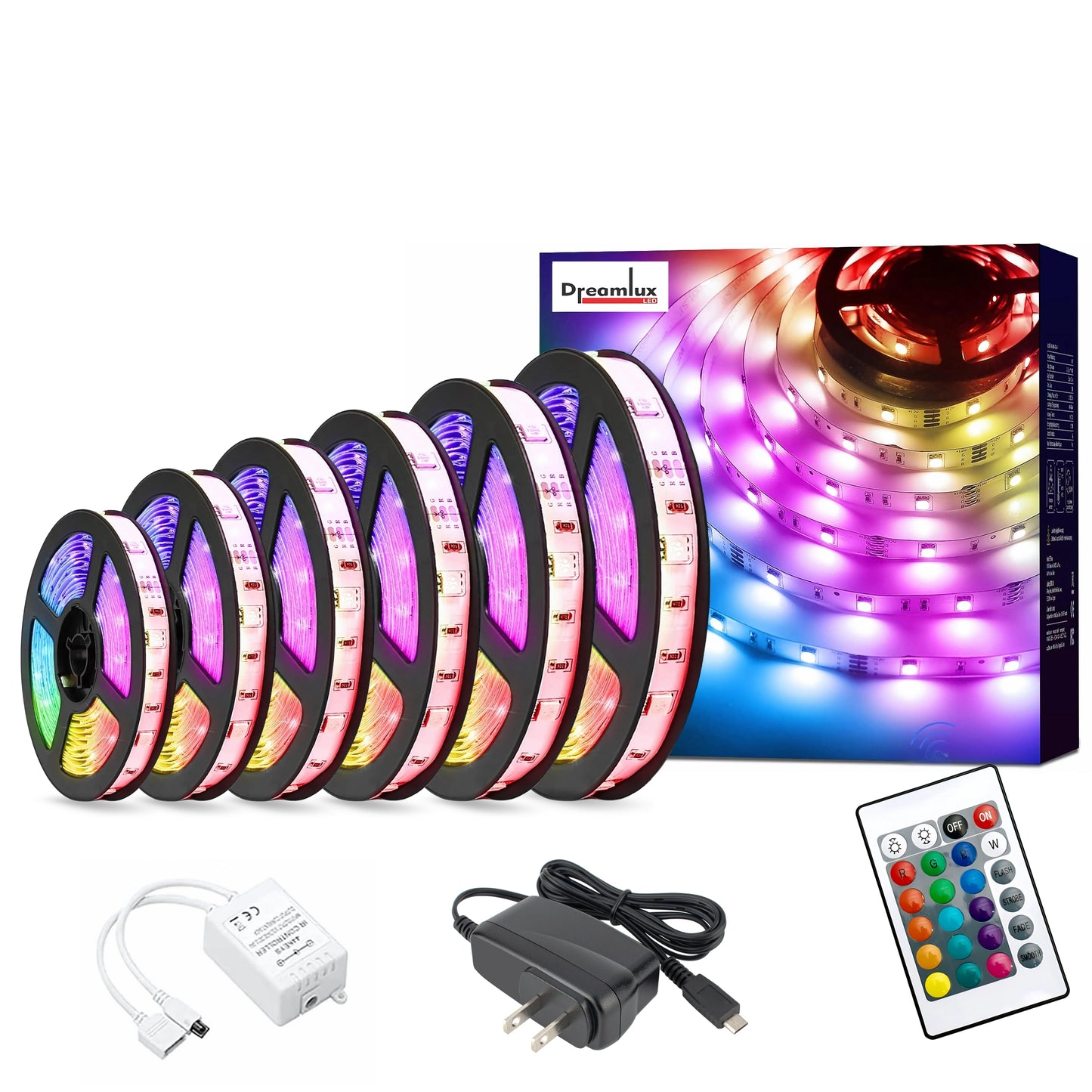 Dreamlux 5V RGB LED Strip Light 2835, 3 Meter with Remote Controller, Room Decoration, Mini Controller for TV, PC, Laptop Bias Lighting, Multi-Color Changing LED Lights for Room