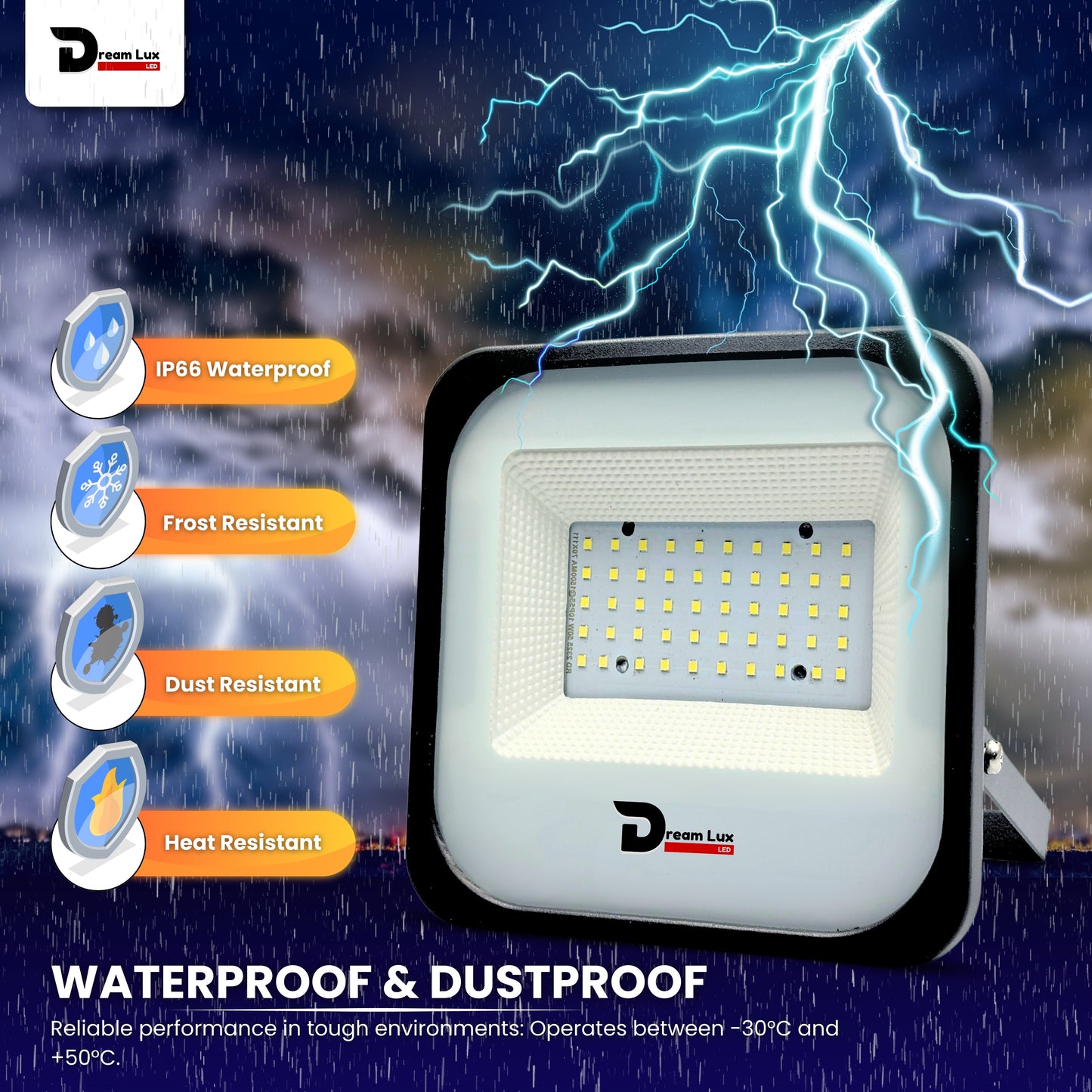 Dreamlux 60 Watt Light Down Chock | Outdoor Flood Lights IP66 Waterproof | Flood Light | Focus Lights | Ultra Bright | Aluminium Body | 85% Energy Saving,Durability (60W Cool White Color)