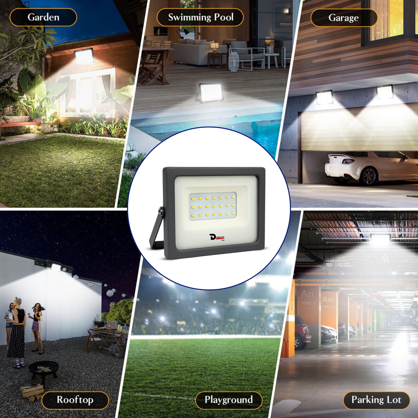 Dreamlux 20W LED Flood Light | IP66 Waterproof Indoor & Outdoor Focus Light for Decoration, Energy-Efficient Halogen Light, Lighting Fixtures for Wall & Home, Color : Green