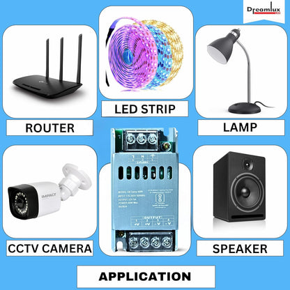 Dreamlux 12v 5amp smps Power Supply 60w Weather Proof Rainproof Suitable for LeD Signage, Strip Light, Decorate Lite, Surveillance CCTV Camera & Industrial Automation Machine and Much More(Pack-10pc)