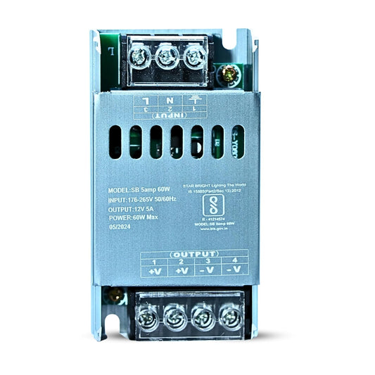 Dreamlux 12v 5amp smps Power Supply 60w Weather Proof Rainproof Suitable for LeD Signage, Strip Light, Decorate Lite, Surveillance CCTV Camera & Industrial Automation Machine and Much More(Pack-10pc)