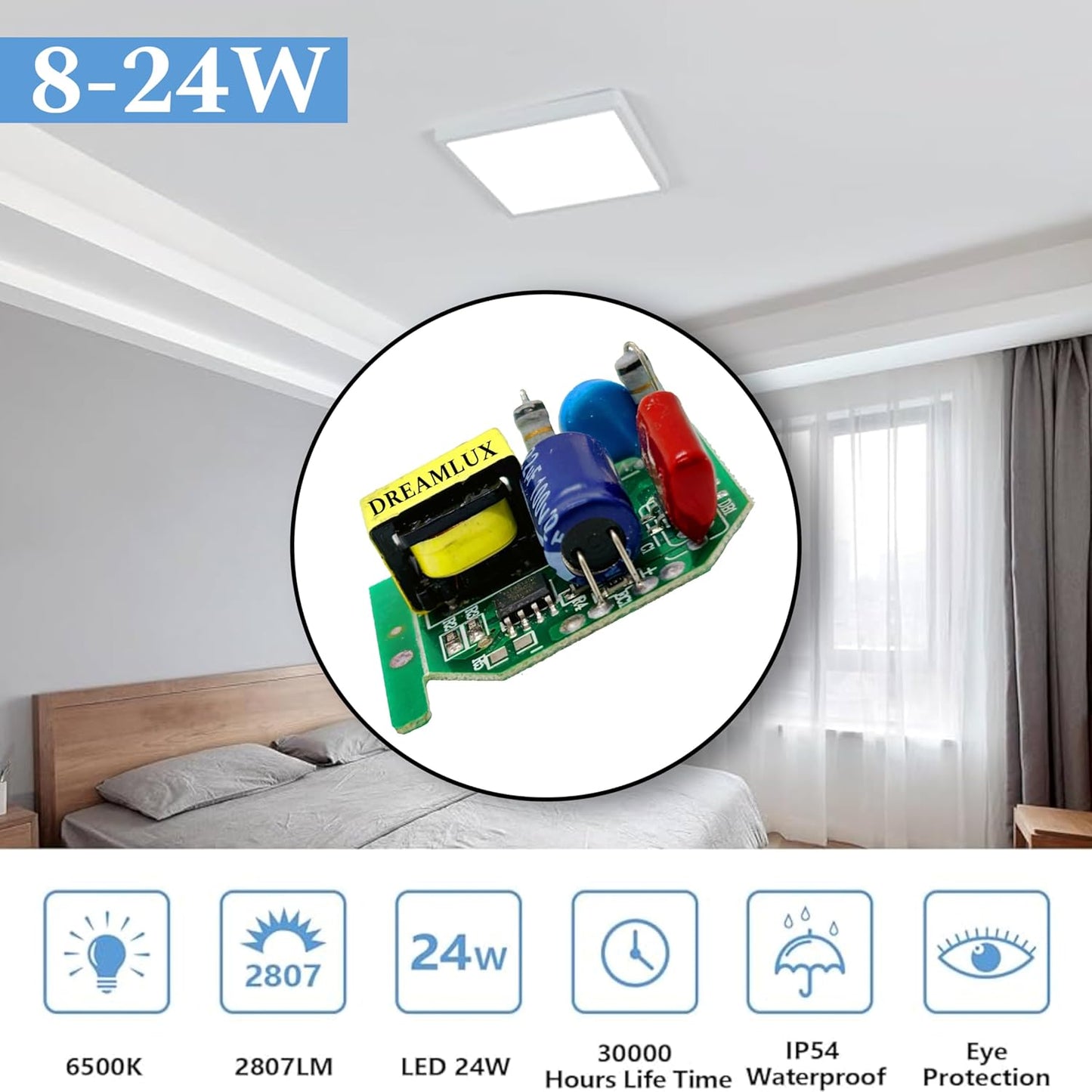 Dreamlux 8W To 24W-300mA BIS certified Non isolated Driver, Universal & Multipurpose LED Panel Light Driver for Surface Panel Light, Down light, BulkHead Light