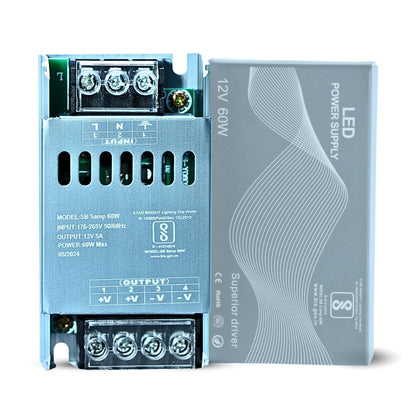 Dreamlux 12v 5amp smps Power Supply 60w Weather Proof Rainproof Suitable for LeD Signage, Strip Light, Decorate Lite, Surveillance CCTV Camera & Industrial Automation Machine and Much More(Pack-10pc)
