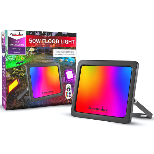 Dreamlux Best 50W 5050 RGB Light Outdoor Down Chock LED Flood, Decorative Lamp for Home Garden Wall Entrance Balcony with Remote Control(16M RGB Colors,50W 5050 LED RGB Light)