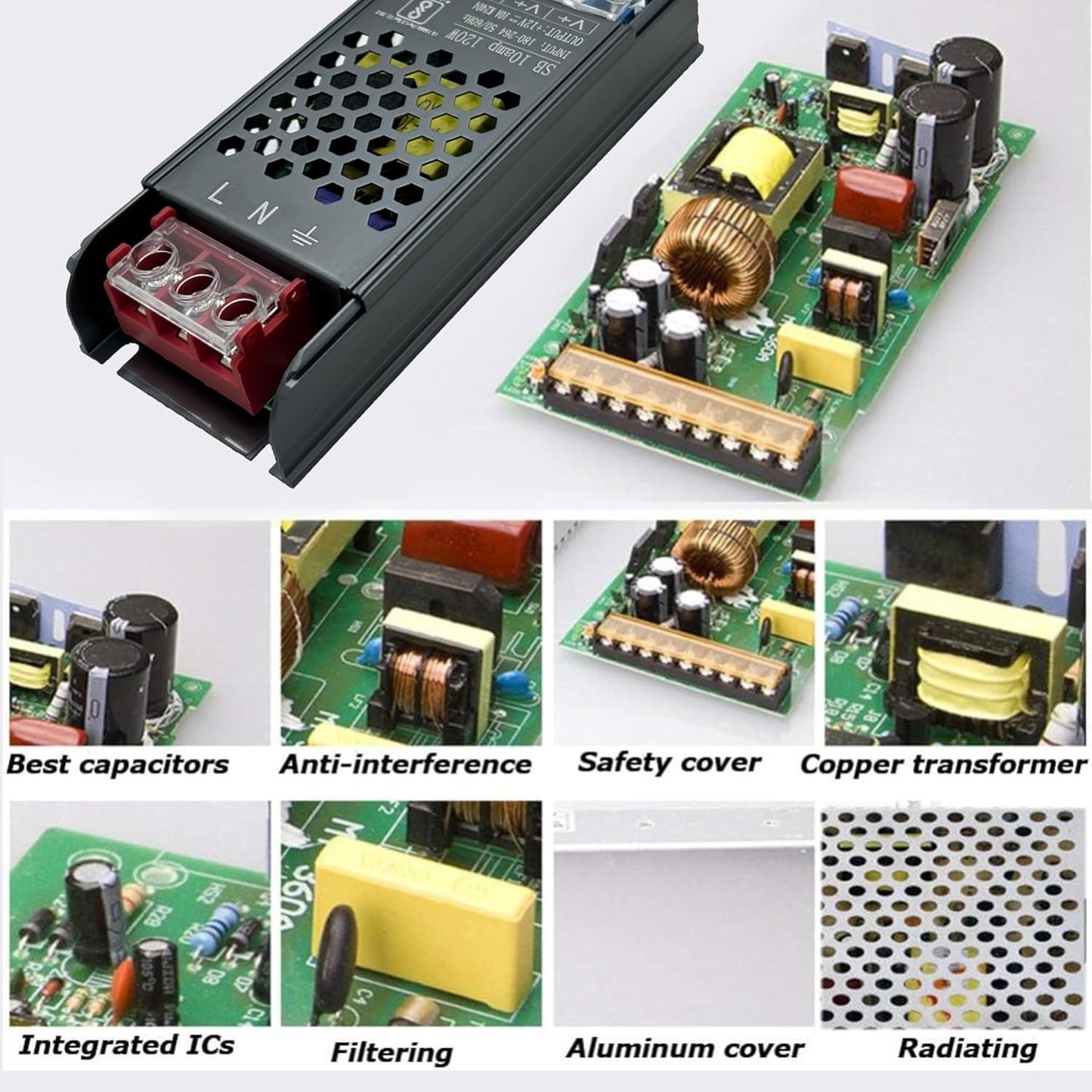 Dreamlux 12VOLT 10AMP 120WATT Switching Power Supply Universal Regulated Transformer, BIS Approved | LED Strip,CCTV cameras,audio amplifier,Indoor use | AC 110V-220V to DC 12V 10A