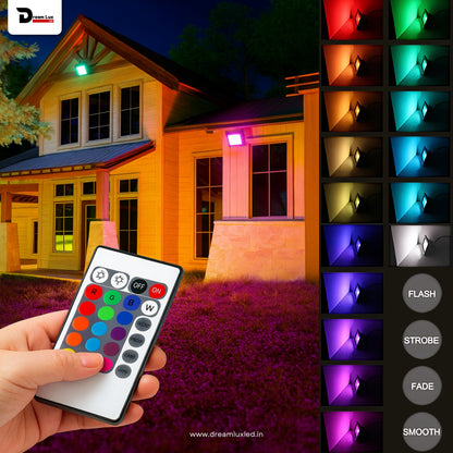 Dreamlux 100W RGB LED Highbay Light | Remote Controlled Disco Light | IP66 Waterproof | 6kV Surge Protection | Lens Model | OSRAM Chips | 150-160LM/W | OVP UVP SCP | BIS Certified (RGB PAR LIGHT)