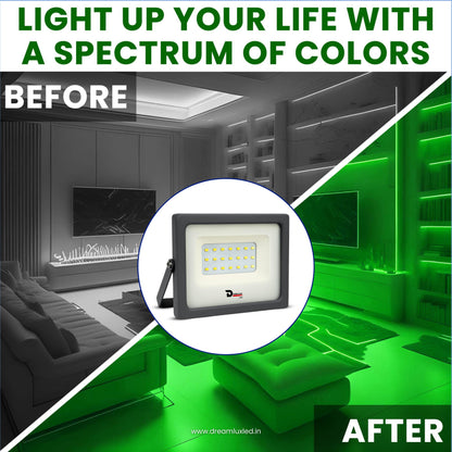 Dreamlux 20W LED Flood Light | IP66 Waterproof Indoor & Outdoor Focus Light for Decoration, Energy-Efficient Halogen Light, Lighting Fixtures for Wall & Home, Color : Green
