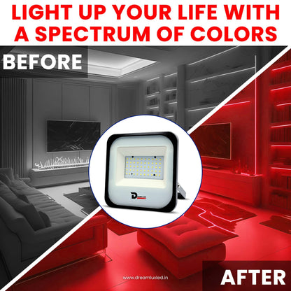 Dreamlux 60 Watt Light Down Chock | Outdoor Flood Lights IP66 Waterproof | Flood Light | Focus Lights | Ultra Bright | Aluminium Body | 85% Energy Saving,Durability (60W RED Color)