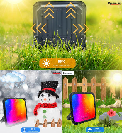 Dreamlux RGB LED Flood Light, 50Watts, LDR Sensor, Dusk to Dawn Sensor, Aluminium Housing, 16 Colours, IP66 Waterproof, 2 Years Warranty (50W RGB with LDR Sensor, Pack-1)