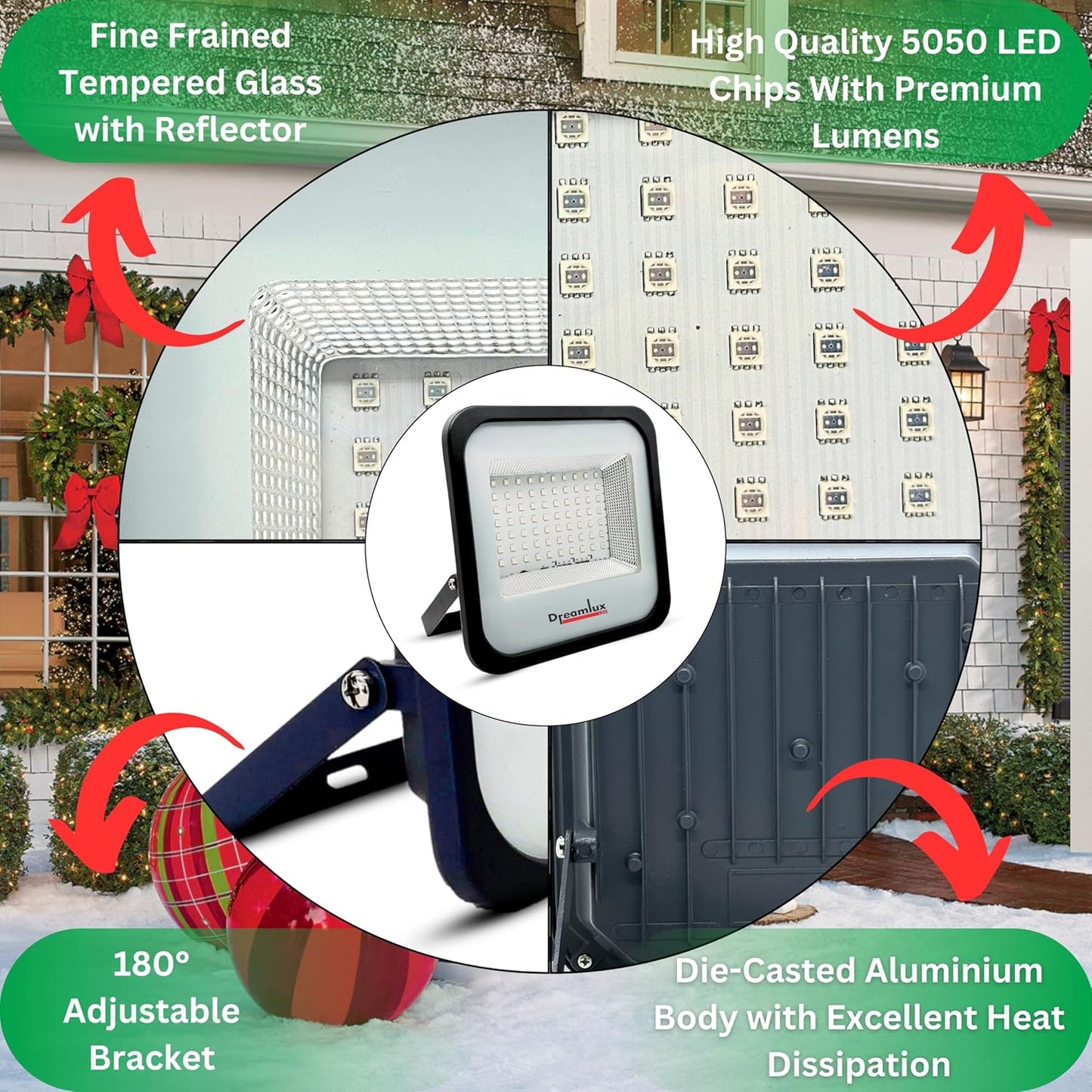 Dreamlux 20 Watt RGB Flood Light Down Chock with Remote Control for Home | Outdoor Lights IP66 Waterproof Decoration Light, DJ Light, Aluminium Body