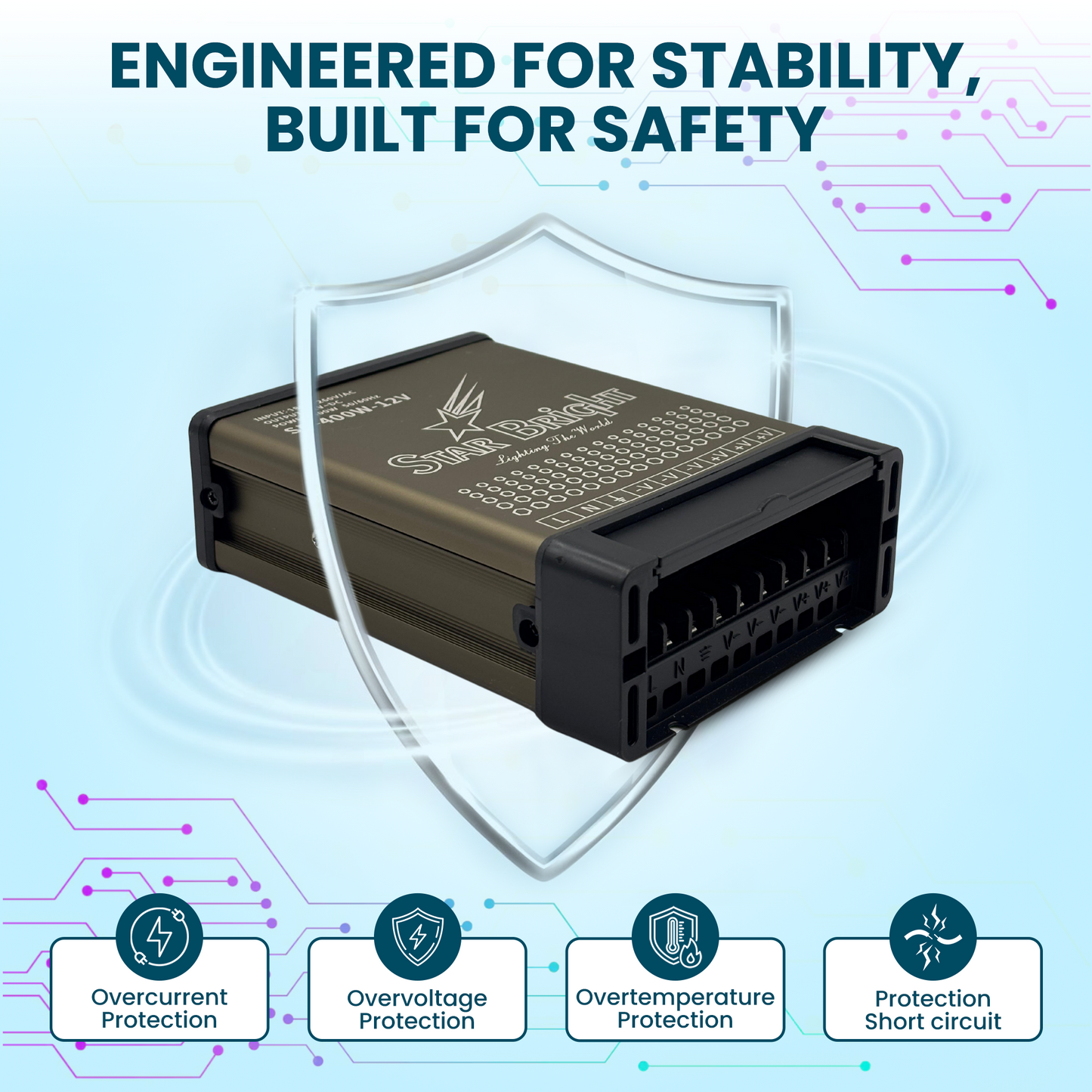 Dreamlux 12V DC Power Supply 400W 33.3A RAIN Proof SMPS 180-264V 50/60Hz AC to 12V DC Converter | IP43 Waterproof, DC Switching Switch for Power SupplyStrip,LED Panels,CCTV