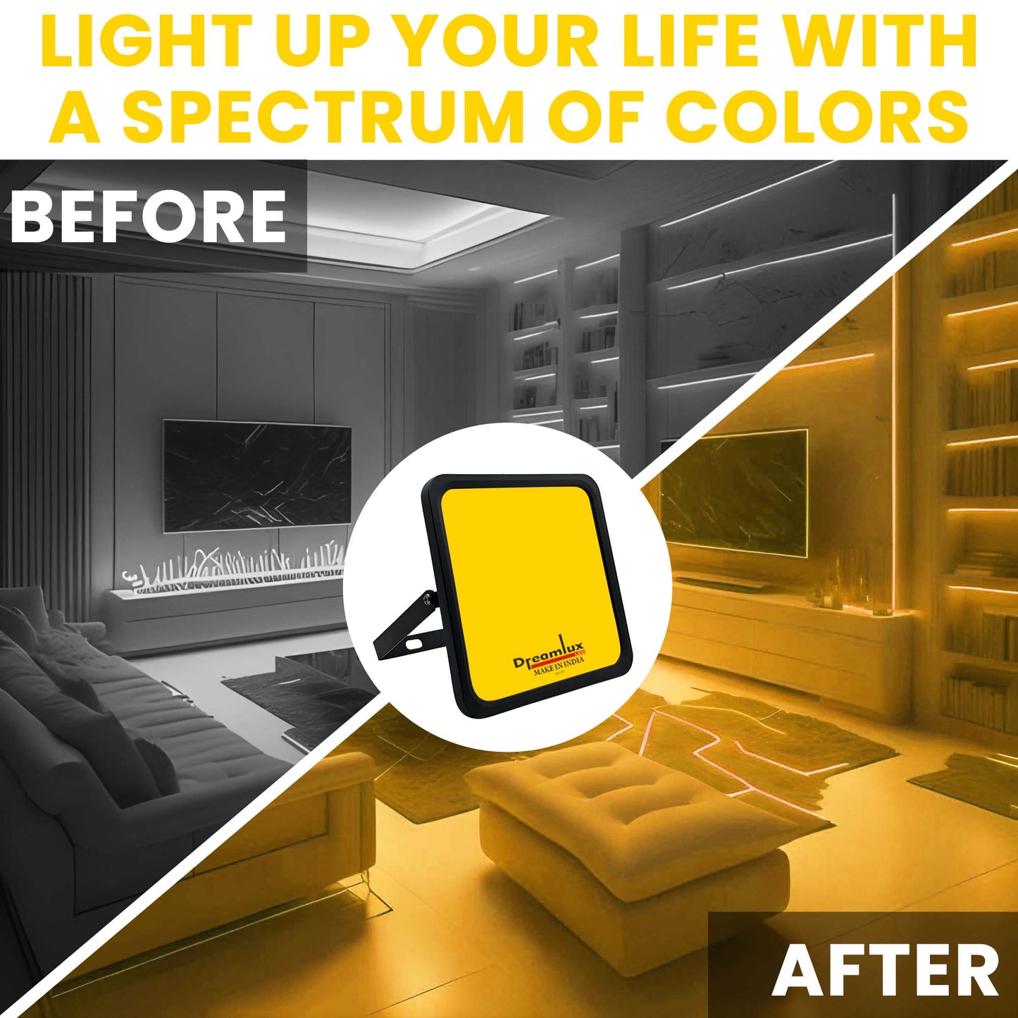 Dreamlux 60 Watt Light Down Chock | Outdoor Flood Lights IP66 Waterproof | Flood Light | Focus Lights | Ultra Bright | Aluminium Body | 85% Energy Saving,Durability (60W Warm White Color)