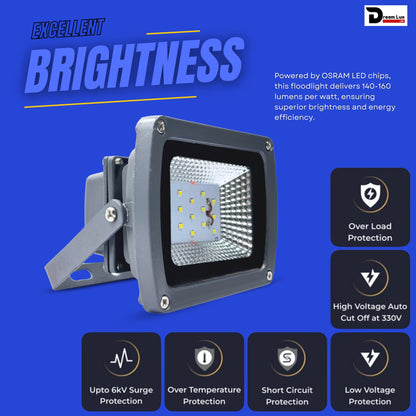 Dreamlux 20W LED Flood Light 5 Years Warranty, IP67 Waterproof Outdoor LED Flood Lights, High Mast Focus Light, Halogen Light for Factory, Garage, Parking,Garden,Shop, Color : Blue