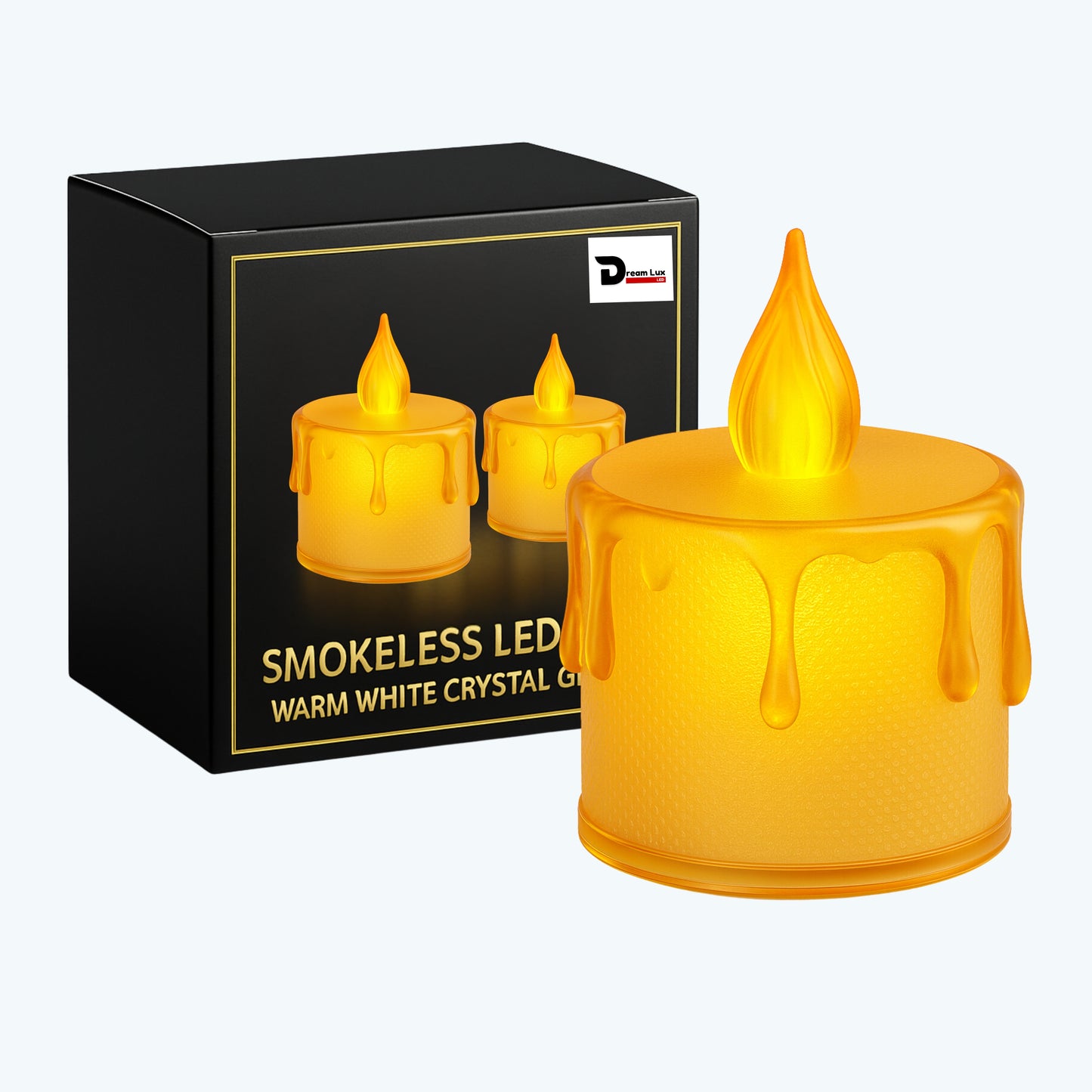 Dreamlux LED Tea Light Candles | Flameless & Smokeless Diya | Decorative Acrylic Tealight Candle for Home, Room, Table, Pooja Room & Festival Décor (Yellow)