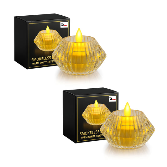 Dreamlux Round Crystal LED Diya| Smokeless Flameless Acrylic Tealight Candle | Battery Operated LED Diya Lights for Home Mandir, Puja & Diwali Decoration (Copy)