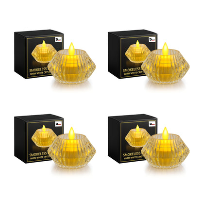 Dreamlux Round Crystal LED Diya| Smokeless Flameless Acrylic Tealight Candle | Battery Operated LED Diya Lights for Home Mandir, Puja & Diwali Decoration (Copy)
