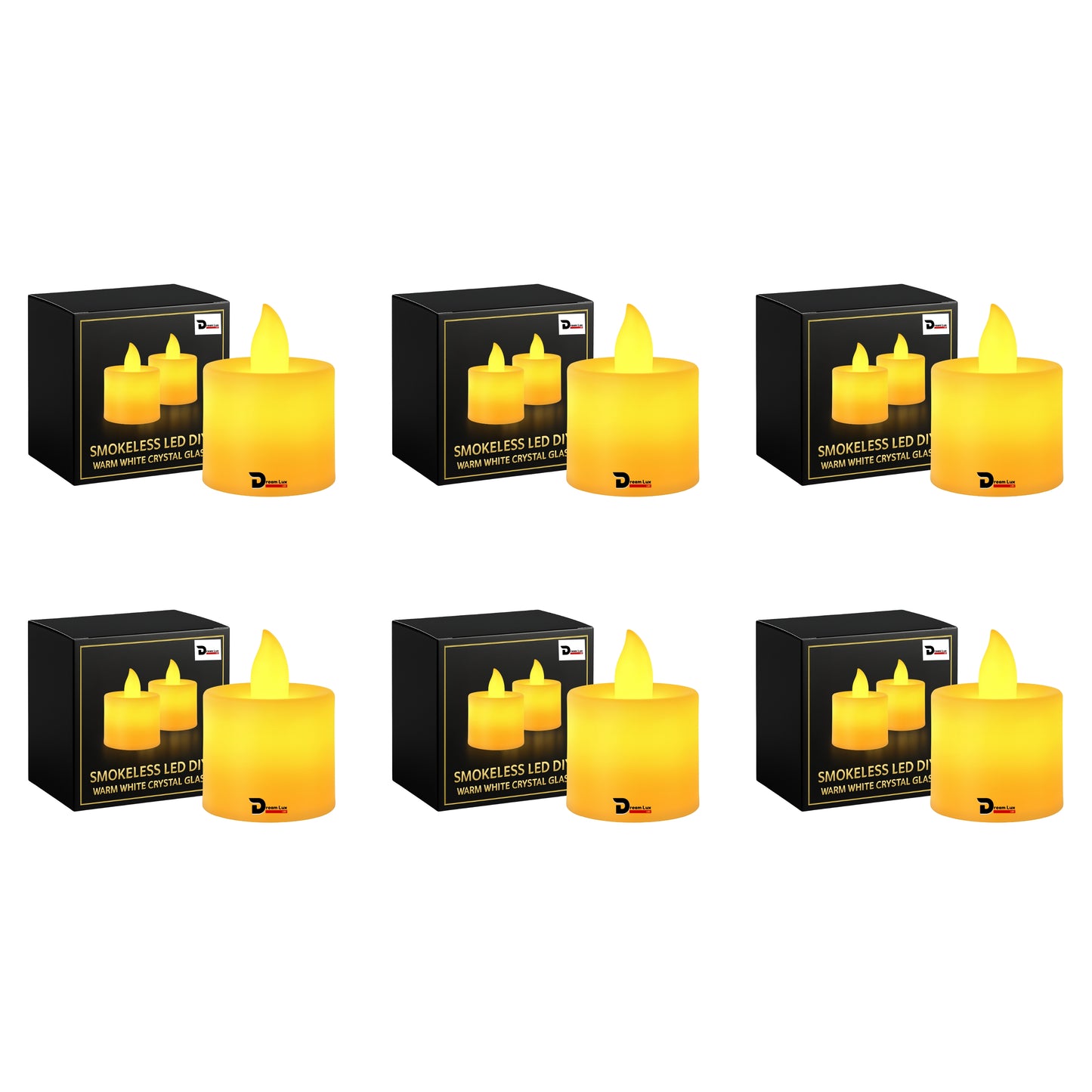 Dreamlux LED Tea Light Candles | Flameless & Smokeless Diya | Decorative Acrylic Tealight Candle for Home, Room, Table, Pooja Room & Festival Décor (Yellow)