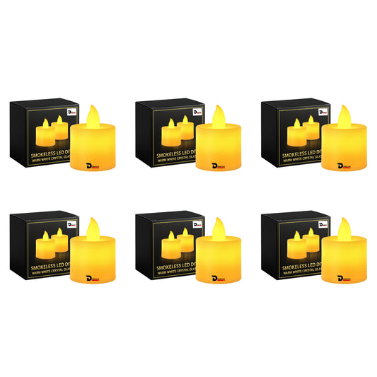 Dreamlux LED Tea Light Candles | Flameless & Smokeless Diya | Decorative Acrylic Tealight Candle for Home, Room, Table, Pooja Room & Festival Décor (Yellow)