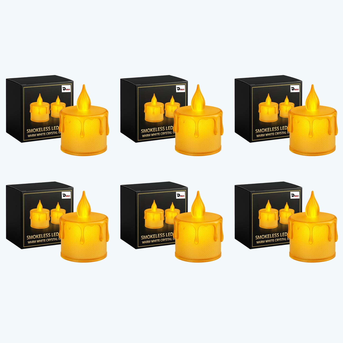 Dreamlux LED Tea Light Candles | Flameless & Smokeless Diya | Decorative Acrylic Tealight Candle for Home, Room, Table, Pooja Room & Festival Décor (Yellow)
