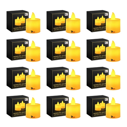 Dreamlux LED Tea Light Candles | Flameless & Smokeless Diya | Decorative Acrylic Tealight Candle for Home, Room, Table, Pooja Room & Festival Décor (Yellow)