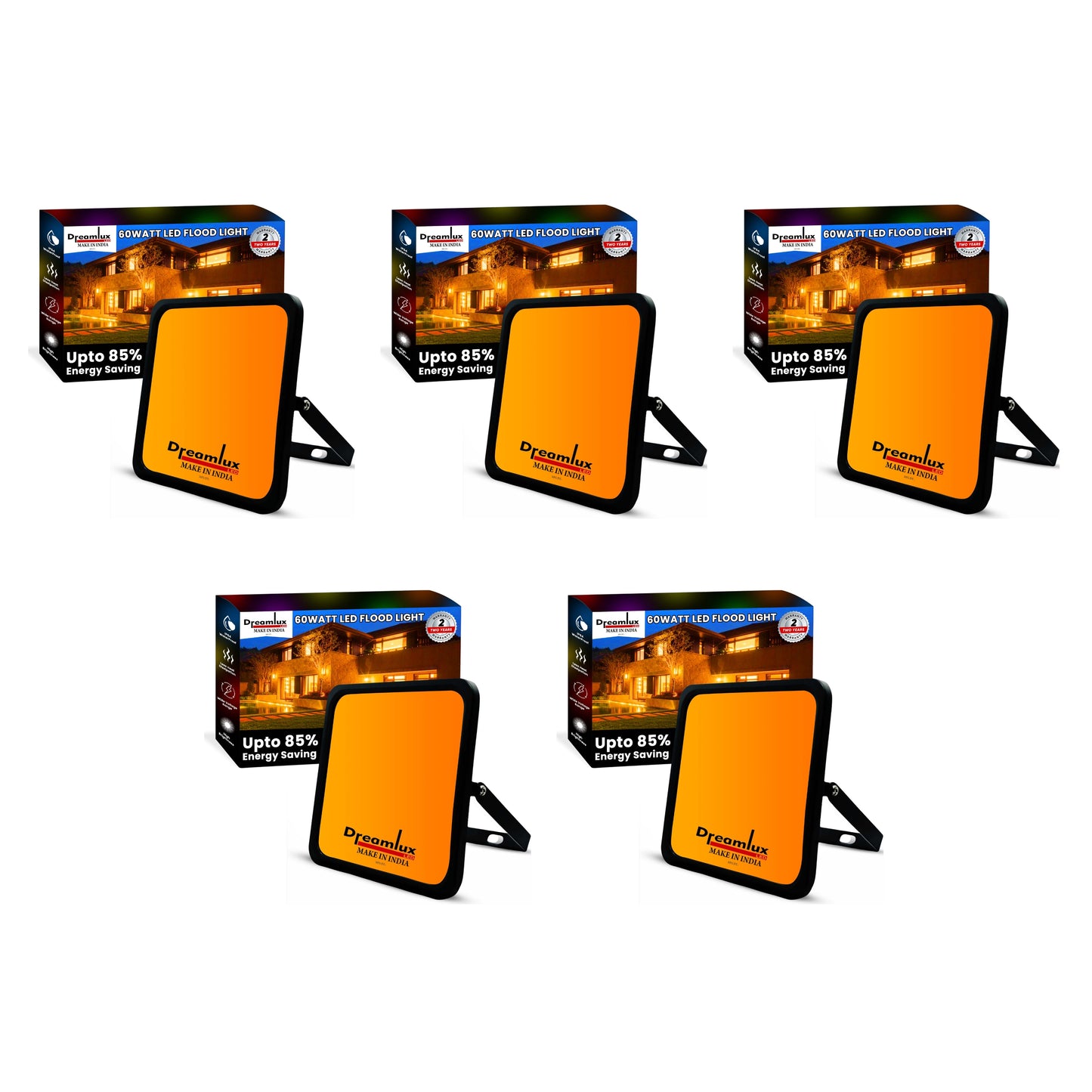 Dreamlux 60 Watt Light Down Chock | Outdoor Flood Lights IP66 Waterproof | Flood Light | Focus Lights | Ultra Bright | Aluminium Body | 85% Energy Saving,Durability (60W Orange Color)