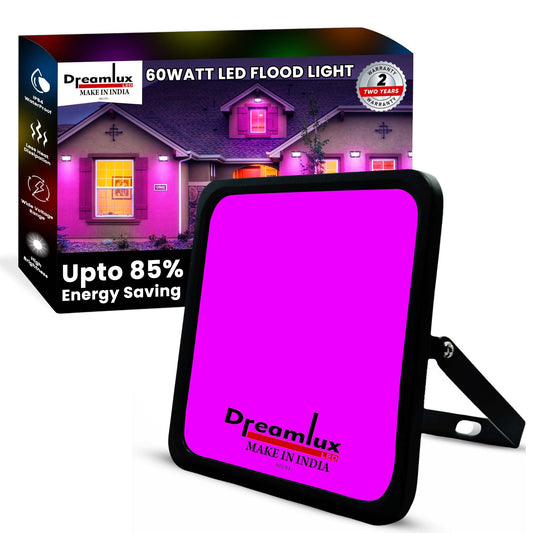 Dreamlux 60 Watt Light Down Chock | Outdoor Flood Lights IP66 Waterproof | Flood Light | Focus Lights | Ultra Bright | Aluminium Body | 85% Energy Saving,Durability (60W Pink Color)