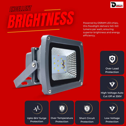 Dreamlux 20W LED Flood Light 5 Years Warranty, IP67 Waterproof Outdoor LED Flood Lights, High Mast Focus Light, Halogen Light for Factory, Garage, Parking,Garden,Shop, Color : Red