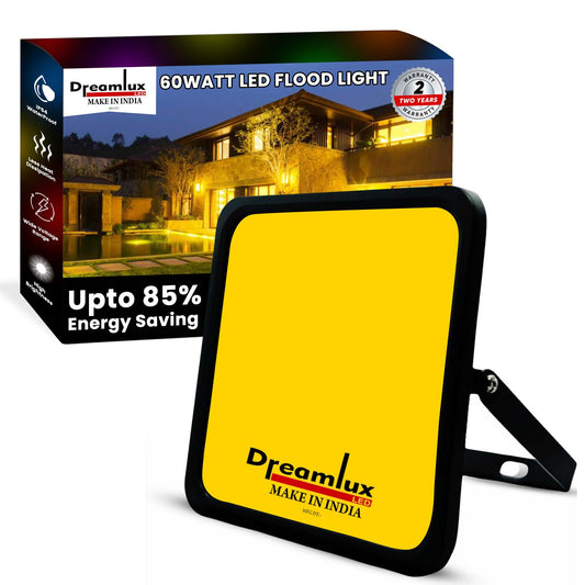 Dreamlux 60 Watt Light Down Chock | Outdoor Flood Lights IP66 Waterproof | Flood Light | Focus Lights | Ultra Bright | Aluminium Body | 85% Energy Saving,Durability (60W Warm White Color)