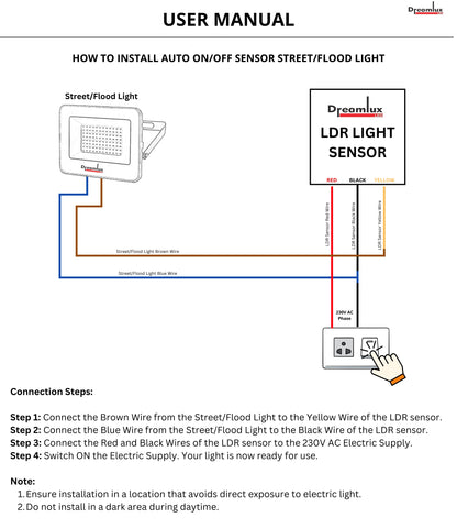 Dreamlux 60W Dusk to Dawn LED Waterproof Flood Light with Auto On/Off Day Night Sensor | BIS Approved | Aluminium Body, Color - Cool White